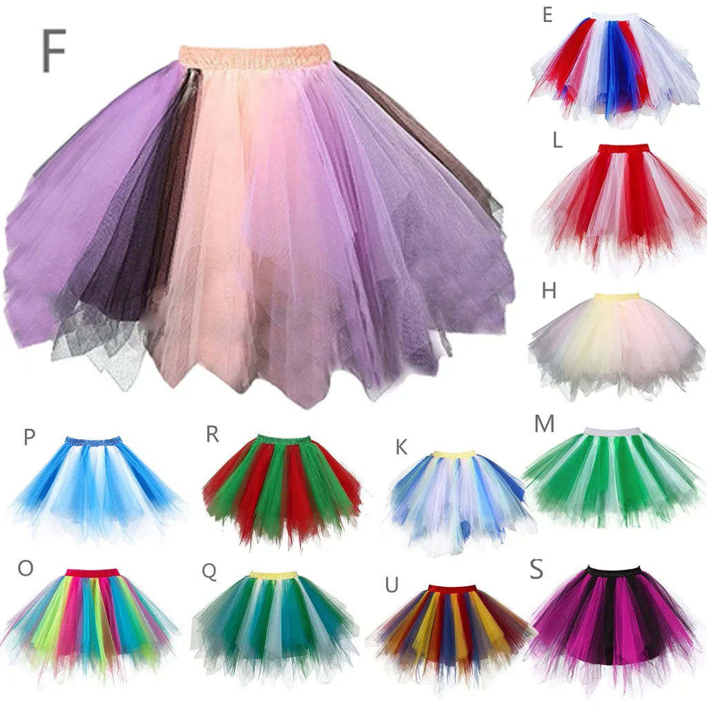 Princess Midi Fairy Tulle Skirt Pleated Dance Tutu Skirts Womens Lolita Petticoat Jupe Tulle Femme Party Puffy Skirts Adult