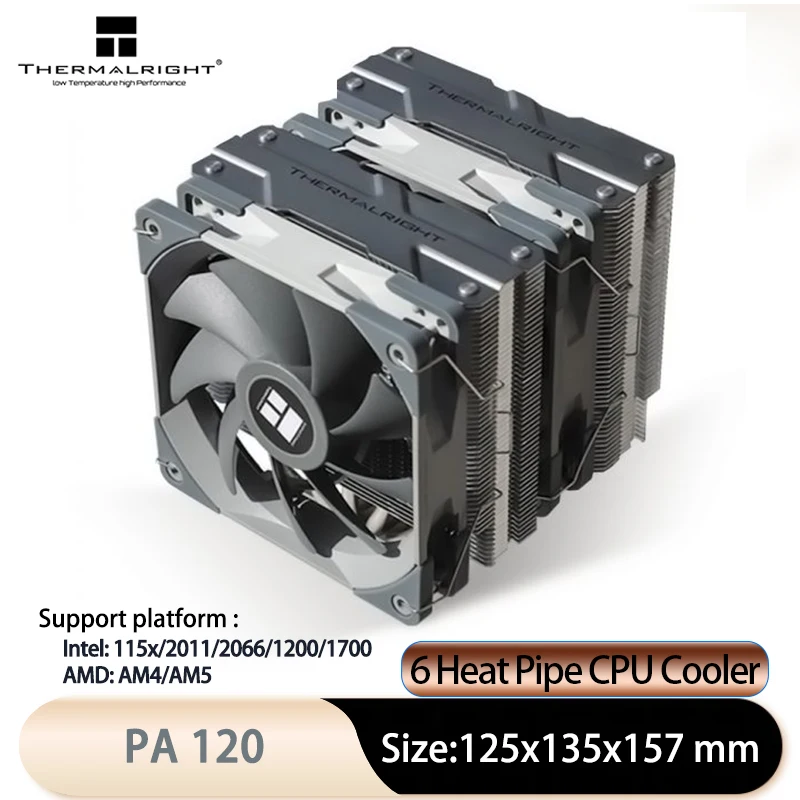 Thermalright PA120 AGHP 3.0 chłodnica chłodzona powietrzem z rurą cieplną 6 rur cieplnych podwójne wieże podwójne wentylatory z górną osłoną wspornik LGA1700