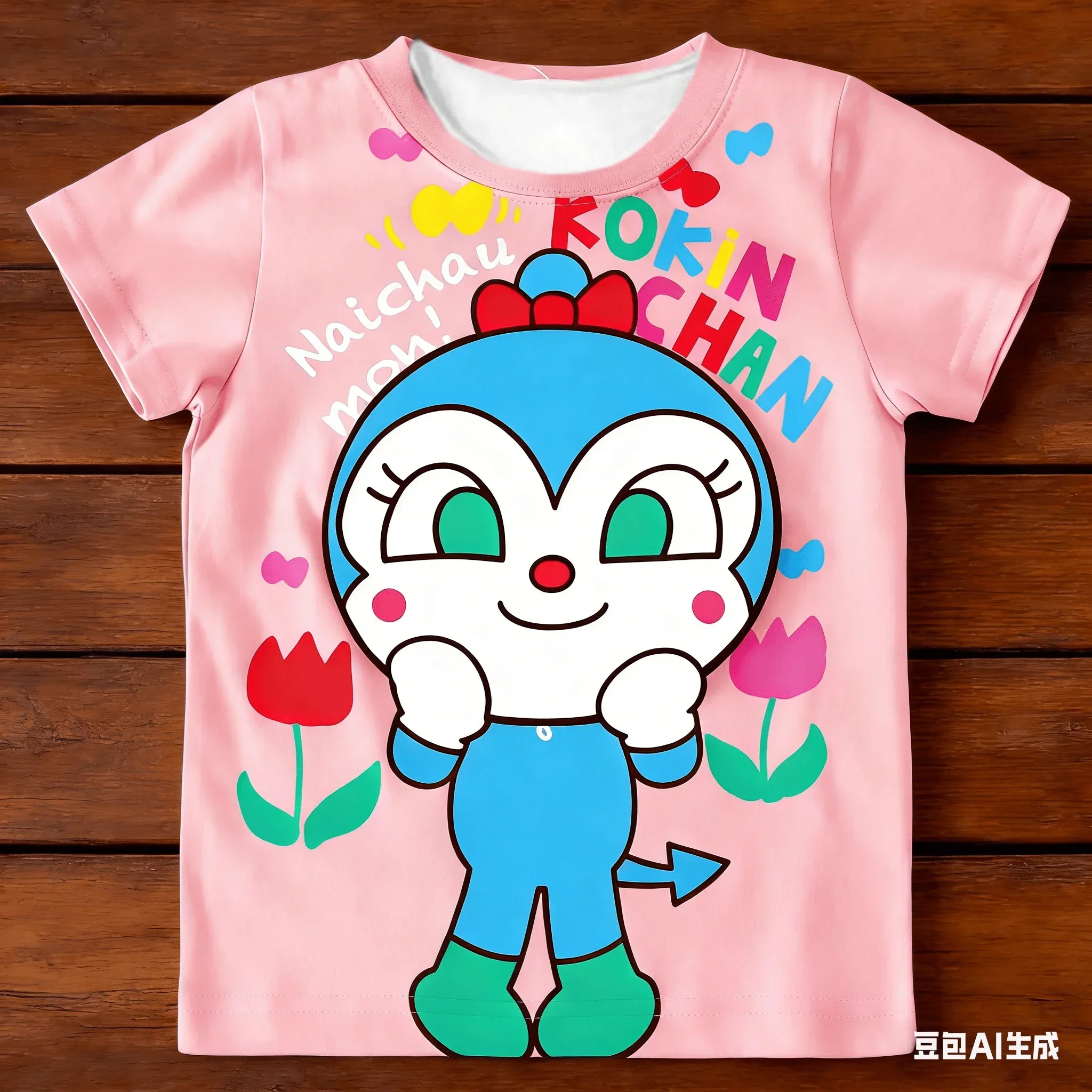 Anpanman Kinder-T-Shirt-Set, Baikinman Dokinchan, schnelltrocknendes Anime-Fan-T-Shirt für Jungen und Mädchen, Cartoon-Anime-Schnelltrocknungs-T-Shirt. – Detail 12