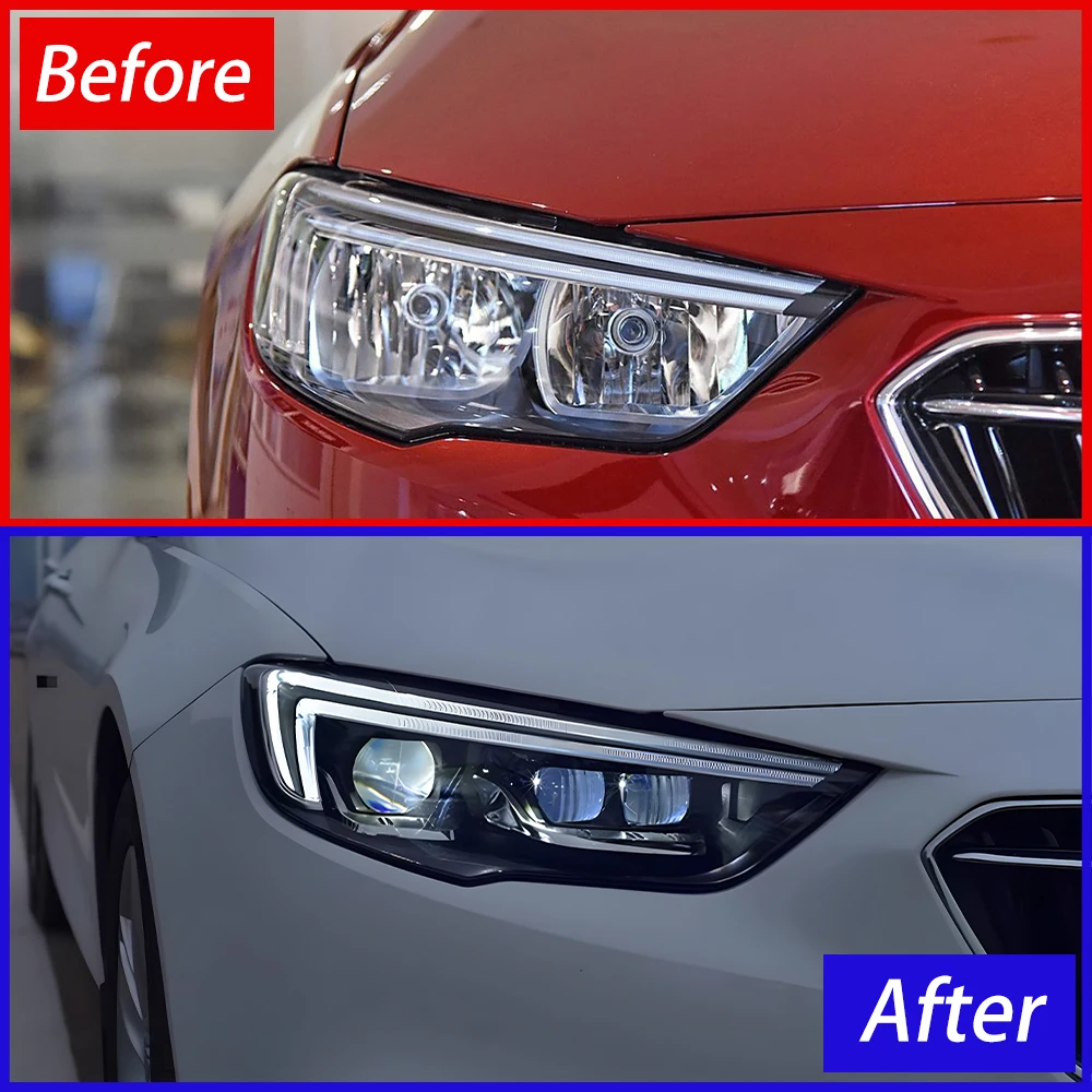 Upgrade High Configuration Car Front Lamps Assembly for Buick Opel Regal 2017-2019 LED Headlight Three Lens Hot Sale Accessories
