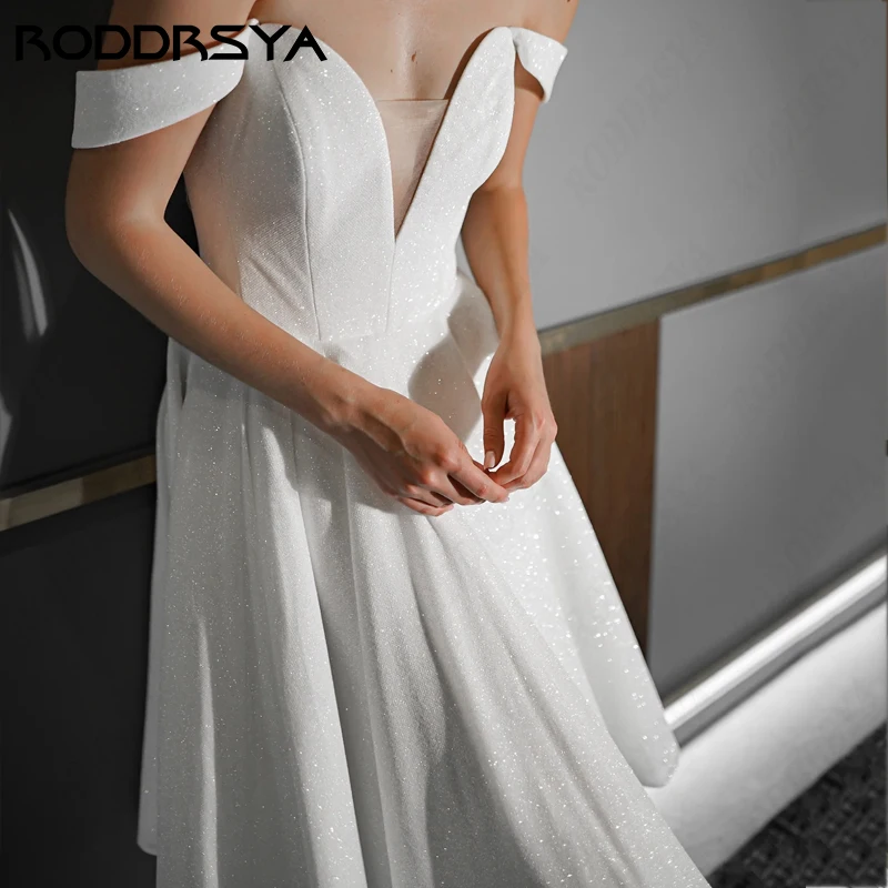 RODDRSYA-vestidos de novia románticos con hombros descubiertos para mujer, línea A, tul suave, fiesta de novia, escote corazón, sin espald-vestidos de novia románticos con hombros descubiertos para mujer, línea A, tula