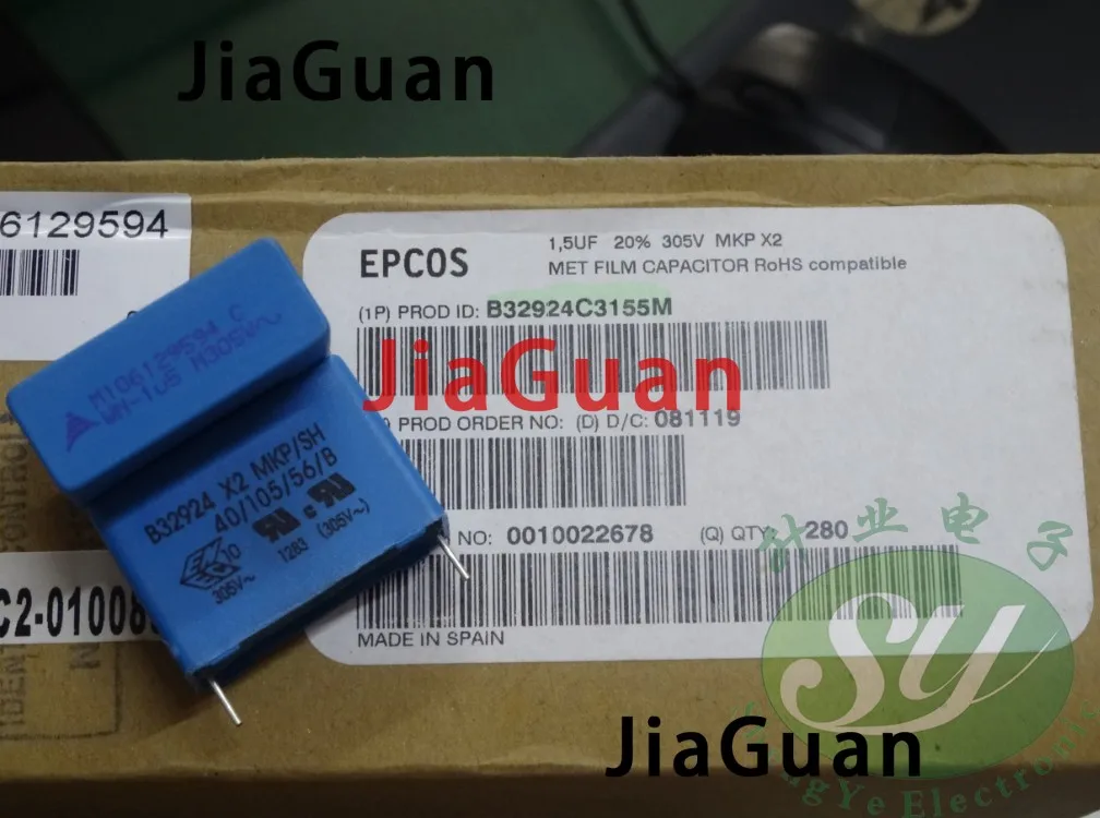 10PCS NEW EPCOS B32924C3155M 1.5UF 305VAC PCM27.5 film capacitor 1u5 B32924 155/305VAC p27.5mm MKP 1.5uf 305v 155