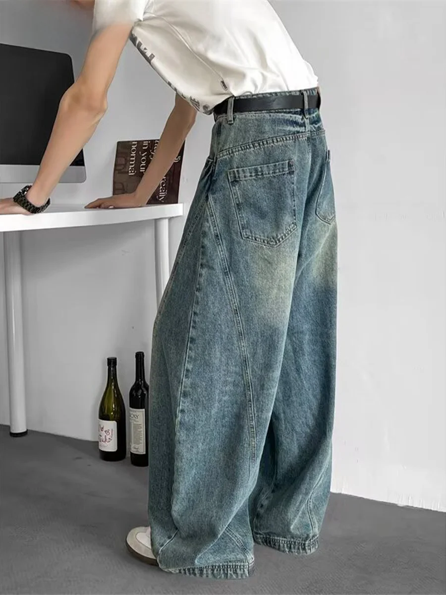 

Loose Straight Leg Blue Jeans Men's Casual Comfortable Breathable Water Washed Wide Leg Pants Youth Fashion Summer Jeans