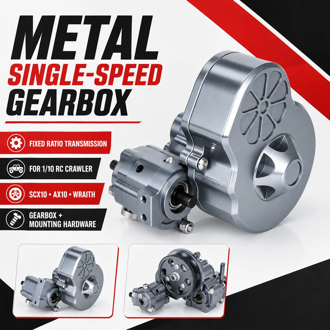 High‑Performance Metal Cutoff Gearbox Transmission For Axial SCX10 AX10 Wraith 1/10 RC Crawler Truck Upgrade Replacement Parts