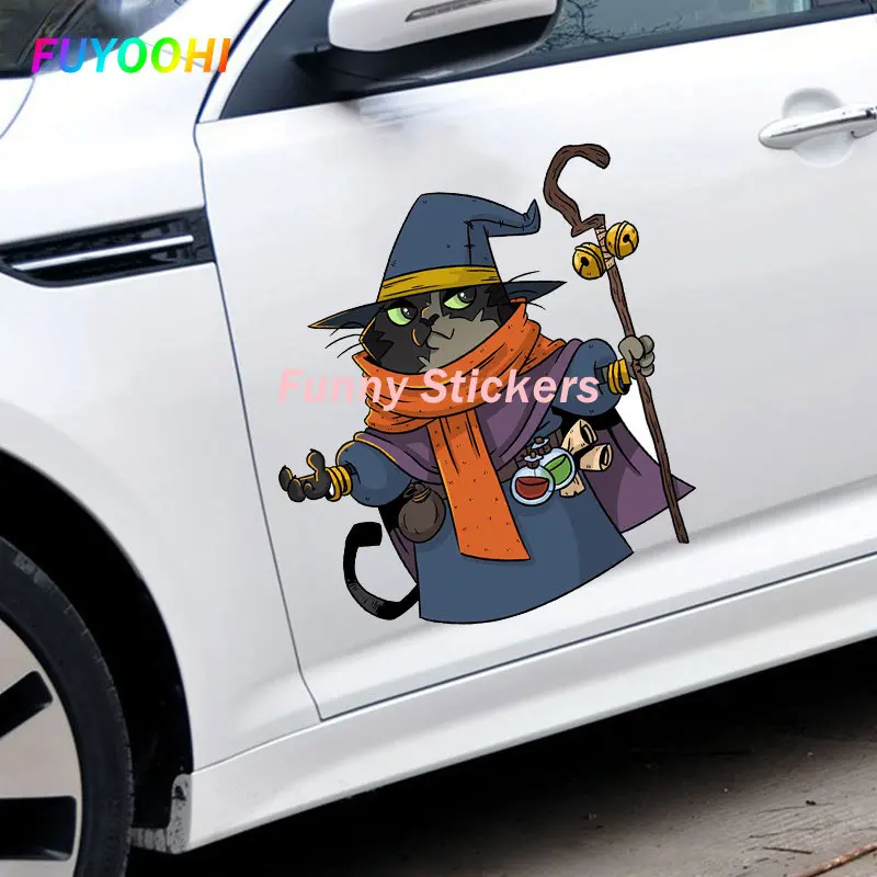 FUYOOHI Play Stickers Big Eyes Witch Cat Sunscreen Car Sticker Windshield Scratch-Proof Decal Motorcycle Laptop Vinyl Car Wrap