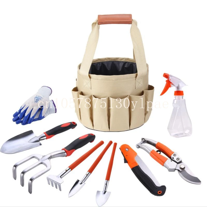 Set Aluminum Alloy Shovel Scissors Bucket Cloth Bag 10PC Garden Tool Bag Canvas Bag Combination