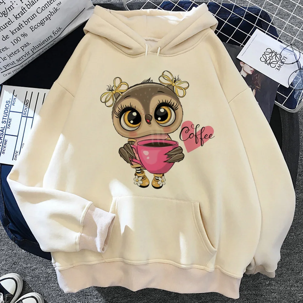 Owl hoodie pattern elegant designer athleisure streetwear comic girl pullover anime Y2K streetwear patterned