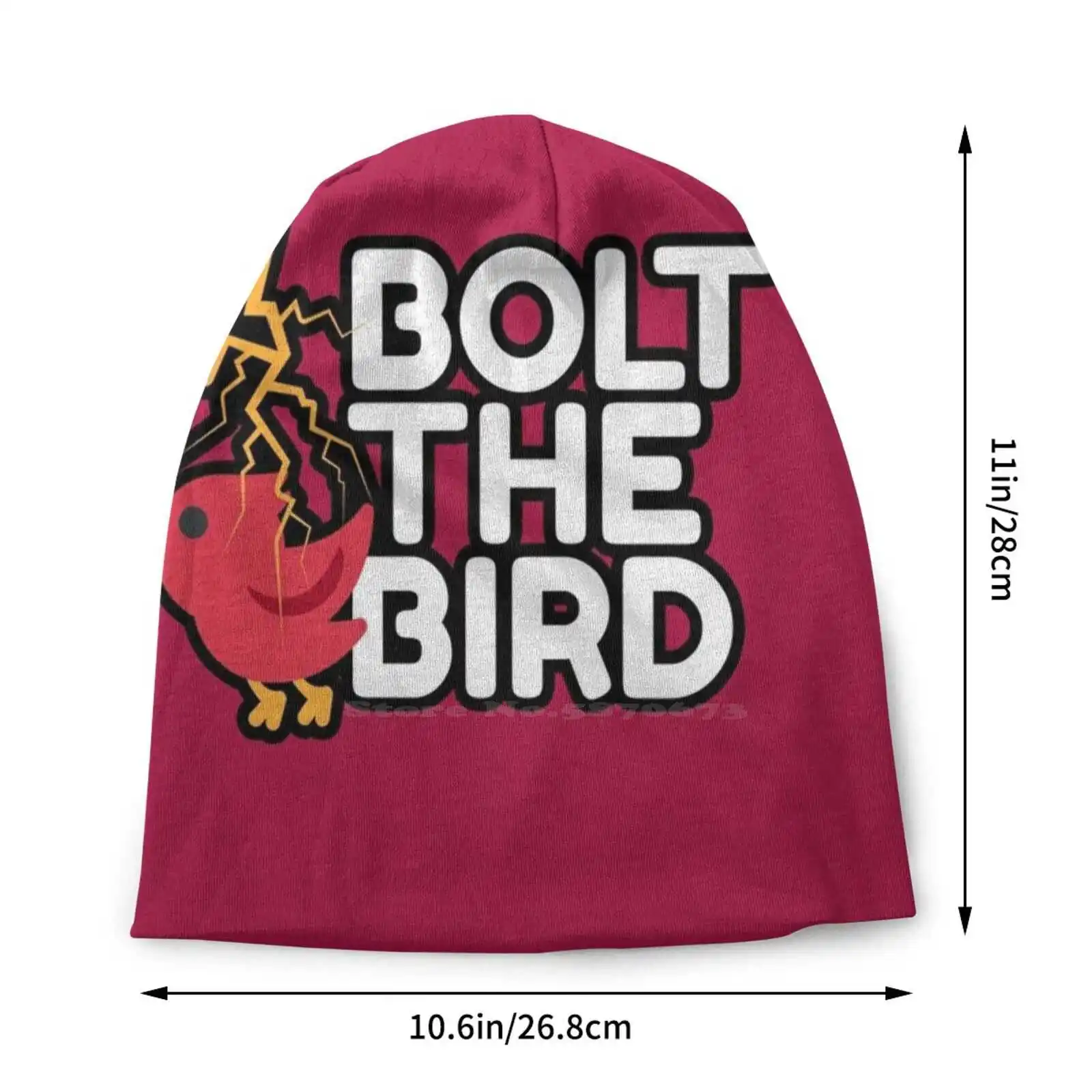 Bolt The Bird | Humor Knitted Hat Warm Beanie Outdoor Caps Red Lightning Bolt Spell Humor Bird Of Paradise Smart Strategy Game