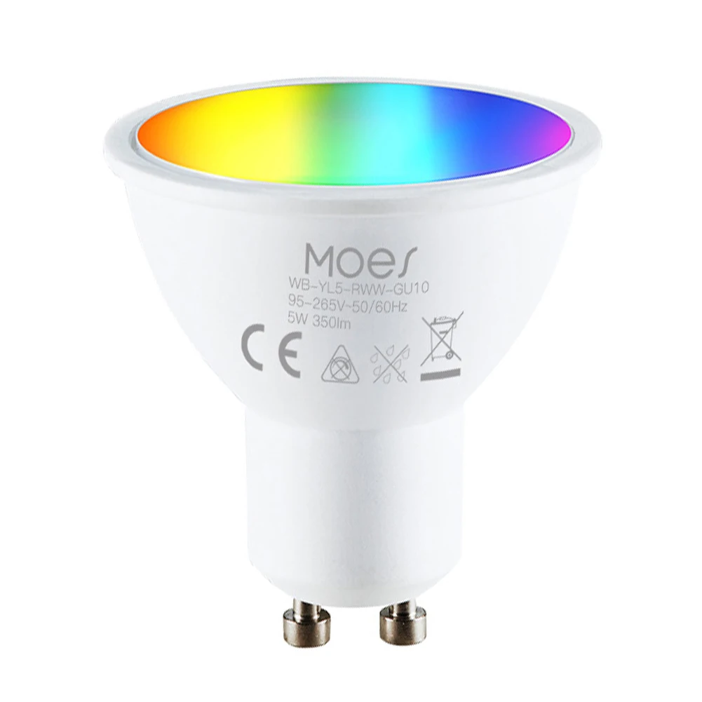 

MoesHouse Tuya Лампа с дистанционным управлением 400LM GU10 Лампа RGB с изменением цвета с регулируемой яркостью Работа с Alexa Google Assistant