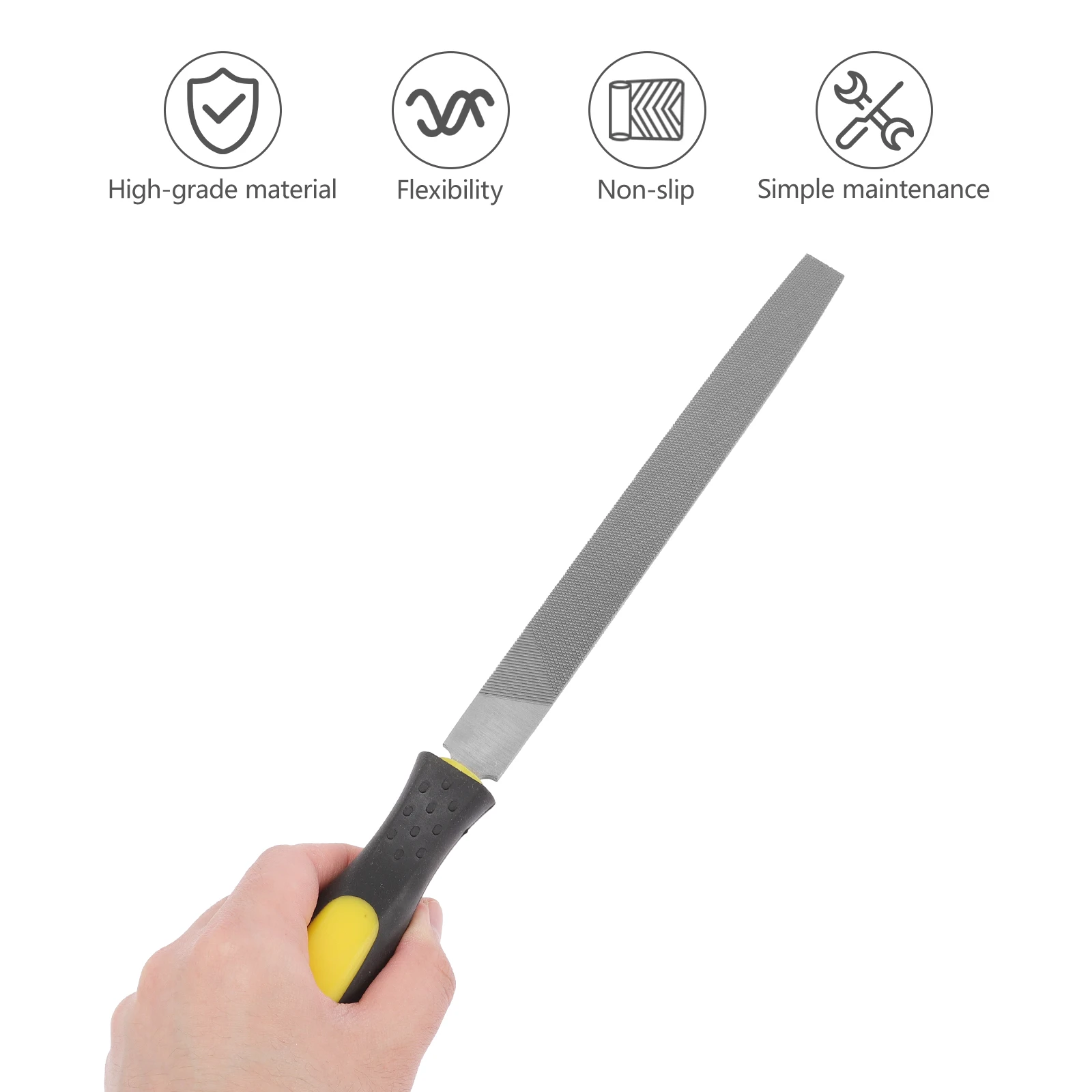 

Steel with Handle Flat Metal Sharpening Tool Durable Anti Slip Design Easy Storage Hang Organizer Hand File Flat for Grinding