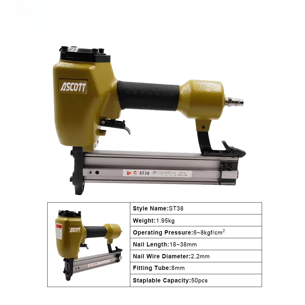 St38 14ga nailer pneumático pesado para carpintaria e concreto para projetos de nailer de ar diy de madeira dura 14ga brad pistola de unhas