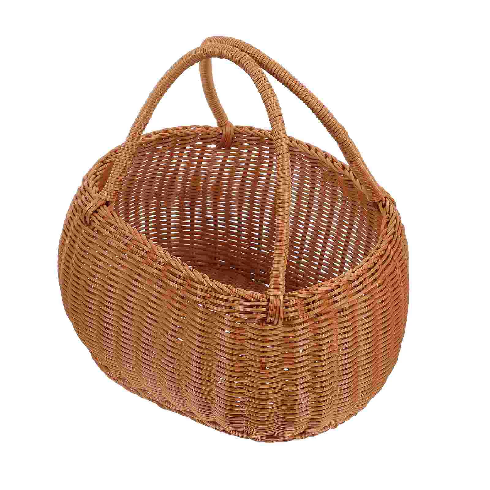 Imitation Rattan Woven Basket Daily Use Fruit Outdoor Hand-made Holder Pp Rustic