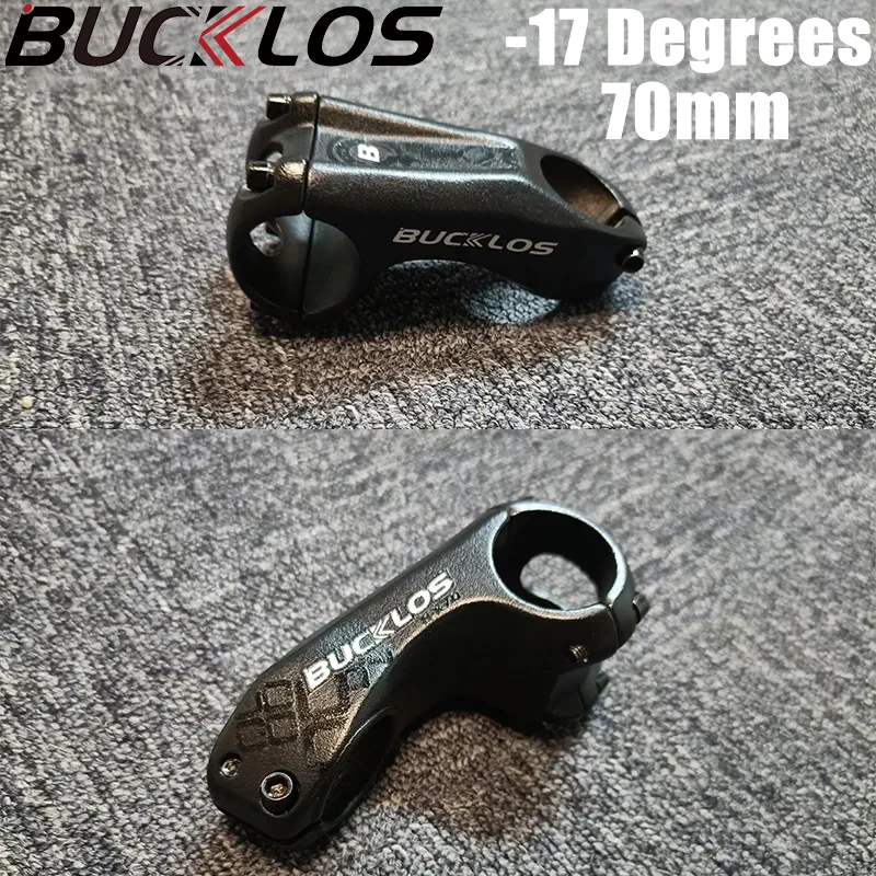 

BUCKLOS Bicycle Stem -17° 70MM MTB Road Bike Stem Ultralight High-strength Aluminium Alloy Handlebar Short Stem Cycling Parts