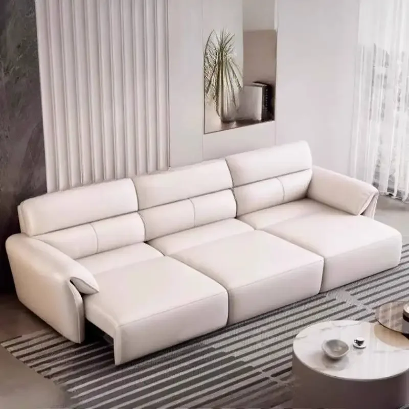 Minimalist Luxury Electric Sofas Lazy Armrest Smart Curved Living Room Sofas Modern White Quality Canape Lit Furniture For Home