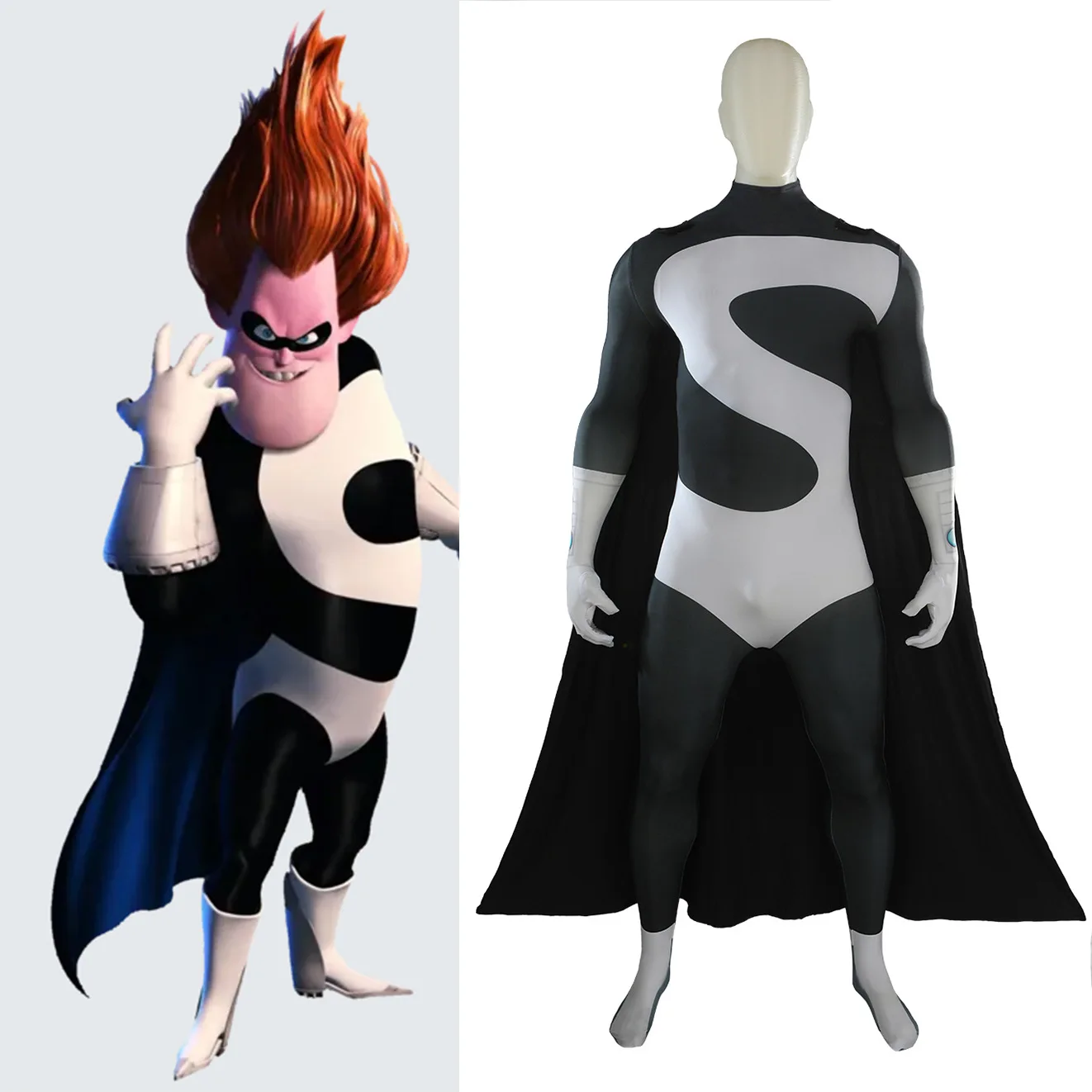 

Костюм Боба Пэра из аниме «Суперсемейка» для косплея, черно-белый комбинезон и плащ, карнавальный костюм для Хэллоуина для взрослых и мальчиков