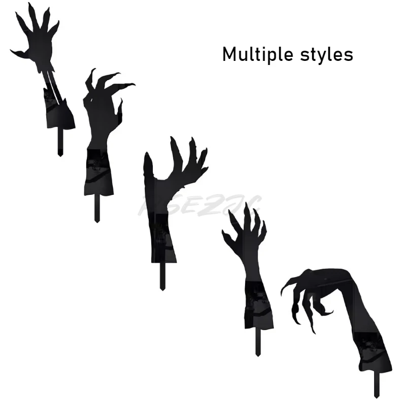 Halloween Props Plug Insert Creative Outdoor Courtyard Decoration Witch Arm Black Acrylic Silhouette Ghost Hand