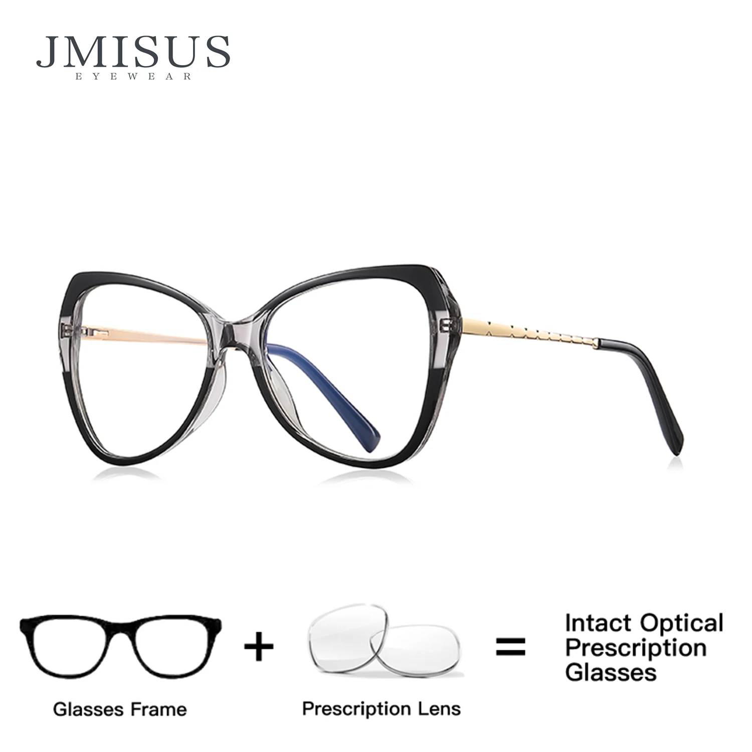 

JMISUS Fashion Photochromic Eyeglasses for Daily Life Women Butterfly Frame Prescription Lenses Lightweight Comfortable Wear