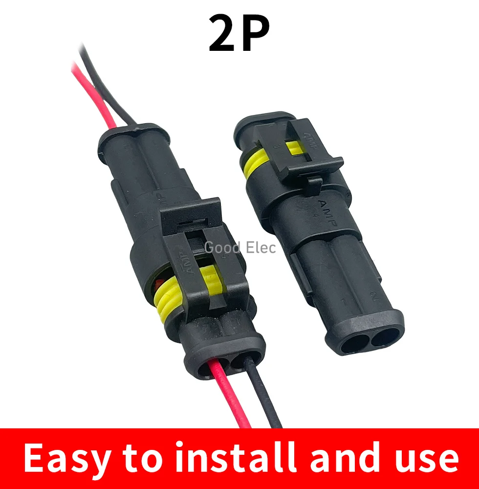 5 sets2 hole 2pin Car waterproof wire connector plugar waterproof connector male and female docking harness plug 1p2p3p4p5p6p