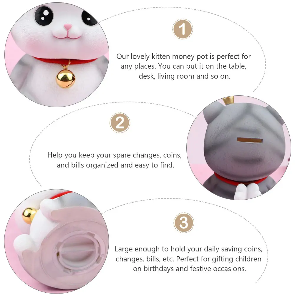

Cute Kitten Money Pot Premium Material Organize Coins Bills Birthday Gift Children Cartoon Coin Bank Lovely Saving Box