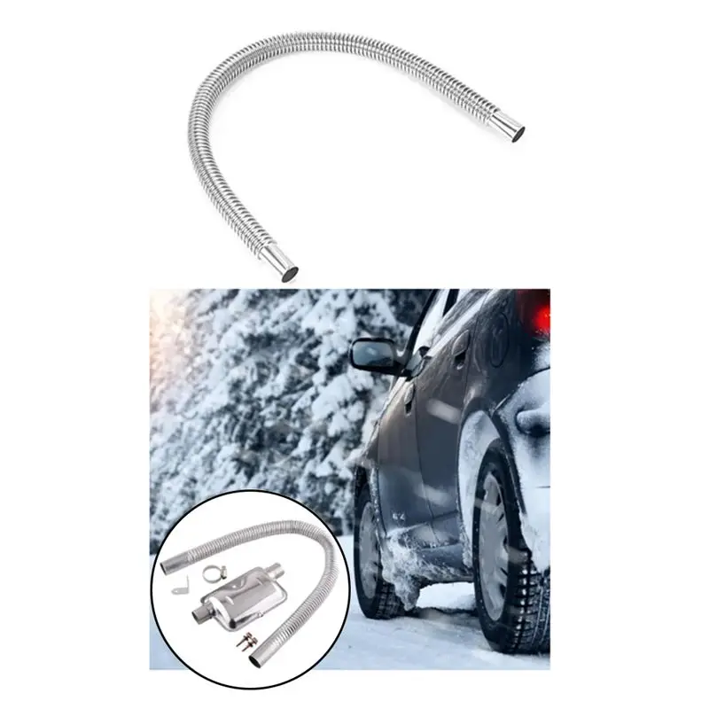 A65P-Parking Heater Stainless Steel Exhaust Muffler Hose Spiral Thread Exhaust Chimney Exhaust For12/24V Auxiliary Car Heater
