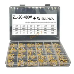 24values*20pcs =480pcs Monolithic Ceramic Capacitor 10pF~10uF,ceramic capacitor Assorted Kit + BOX