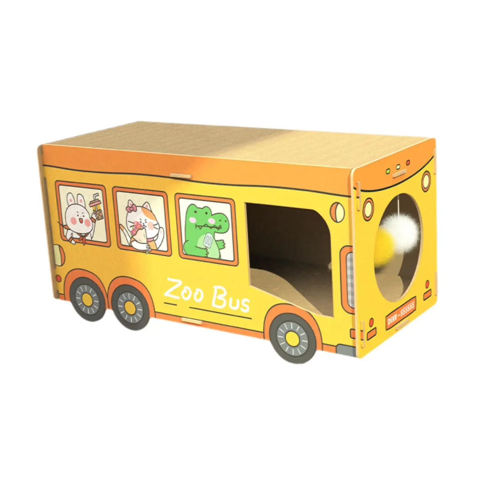 Cardboard Cat Scratcher Bus Corrugated Paper Kitten Scratching Bed Cat House Cat Grinding Claw for All Sized of Cats Bunny Kitty