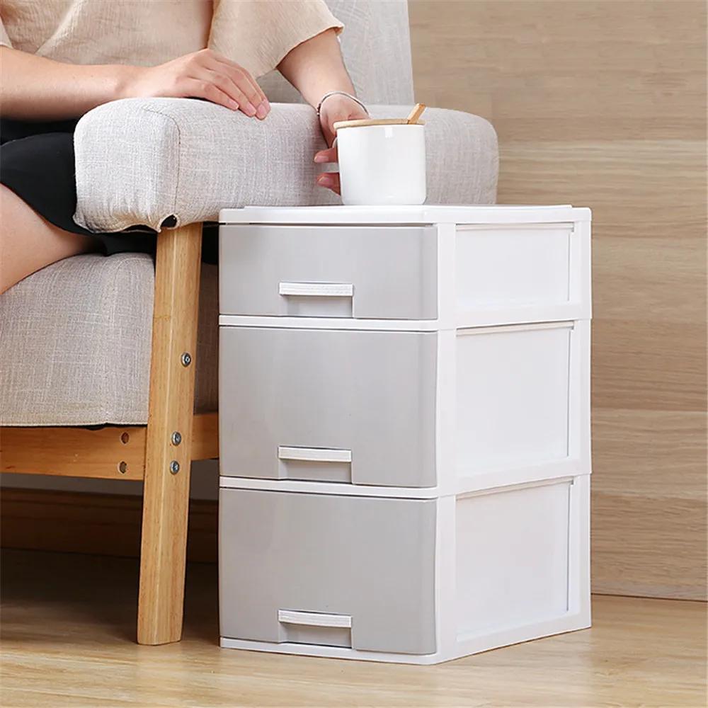 White Decor Gray Cosmetics Office Drawer Drawer Storage Minimalist Home Box Desk Sundries Storage Container Plastic Organizer