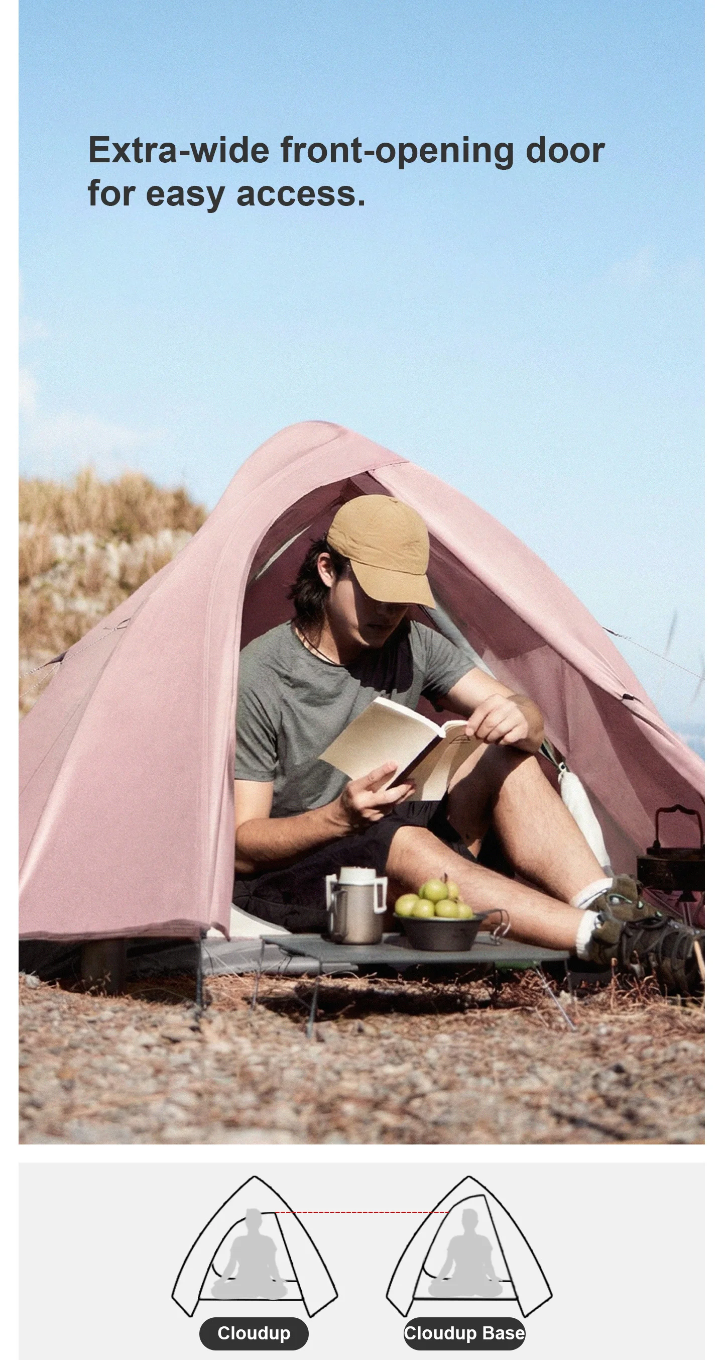 Naturehike 2026 Neues Wanderzelt Wasserdichtes Großes Vorzelt Rosa Zelt Reise 1-2 Personen Ultraleichtes Tragbares Campingzelt – Detail 6