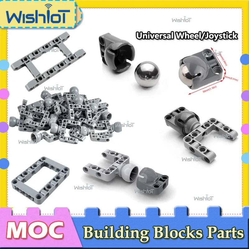 홀 빔/유니버설 휠/조이스틱 기술 빌딩 블록 부품 스티어링 볼 조인트 64178 64179 MOC 벽돌 장난감 액세서리