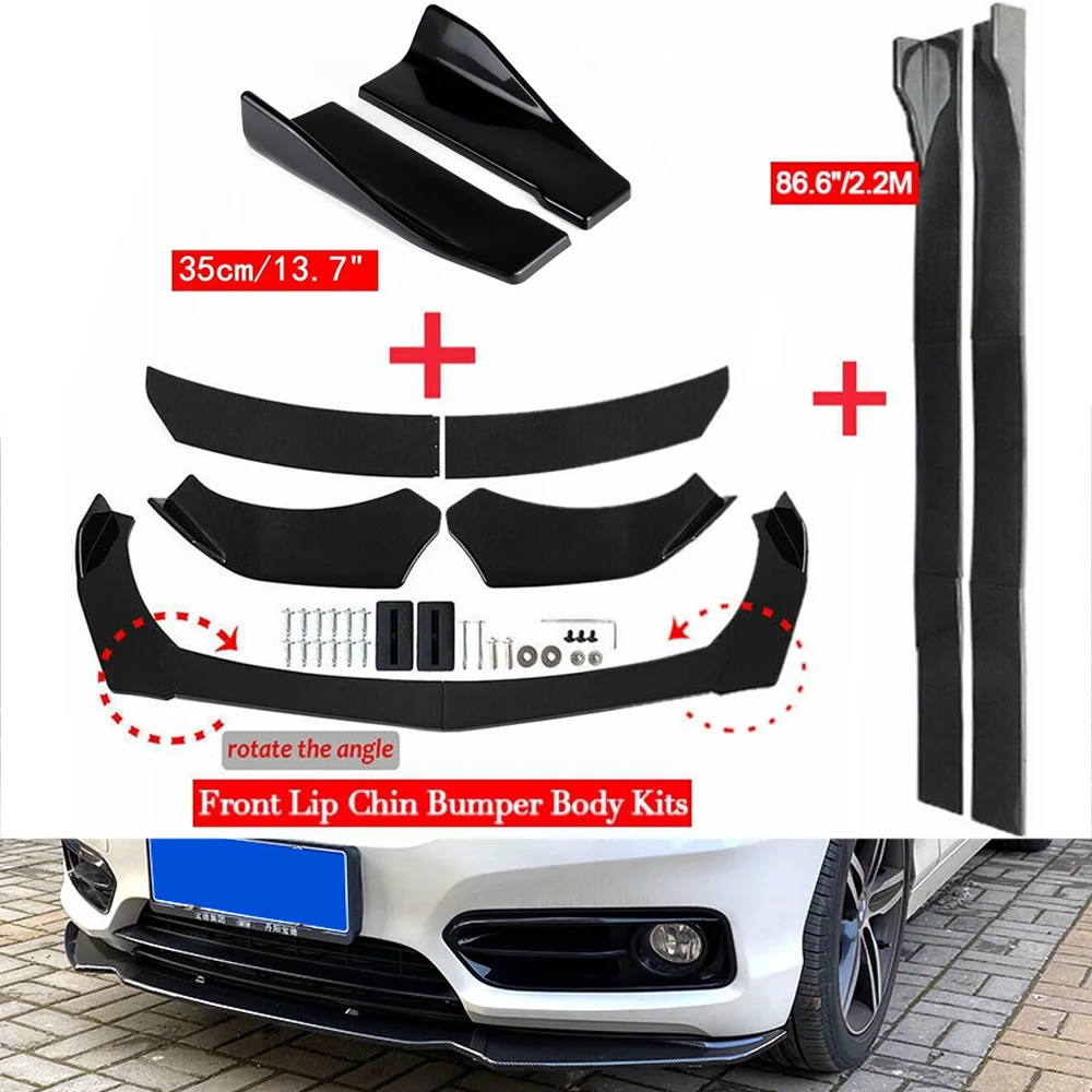 

Universal Car Front Bumper Lip Spoiler Body Kits/ 2M Side Skirts Extension/Rear Lip Splitter For Benz For BMW For Honda For Ford