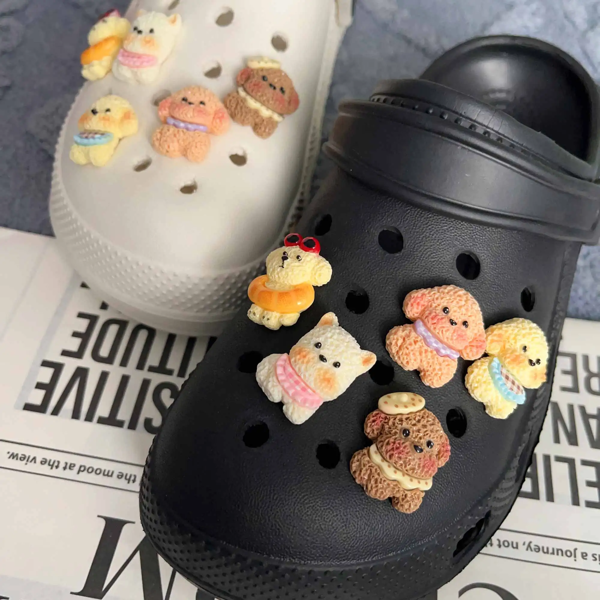 

Cute Cartoon Animal Curly Dog Shoe Charms for Crocs Decorations Clogs Pins Slipper Accessories Garden Sandals Girl Kids Gift