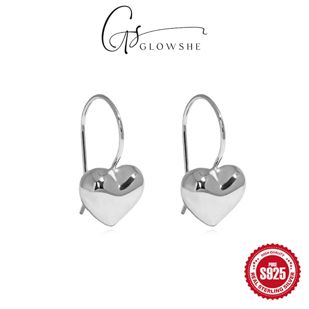 

Glowshe 925 Sterling Silver Heart Earrings Wedding Designer Fine Jewelry 2025 New Trend Charm Statement Earrings Luxury Gift