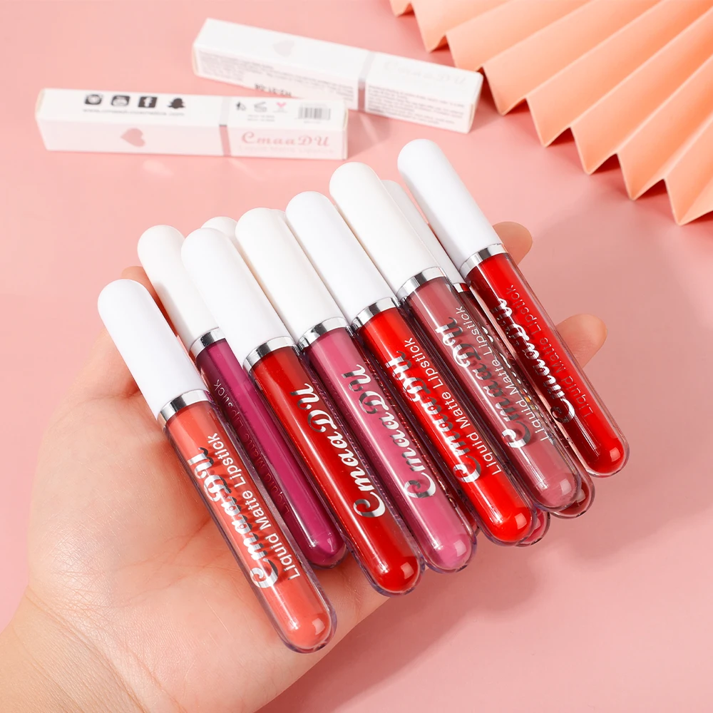 Matte Lipliner Pencil Lip Gloss Waterproof Mirror Pink Red Contour Tint Lipstick Lasting Non-stick Cup Korean Makeup Cosmetics