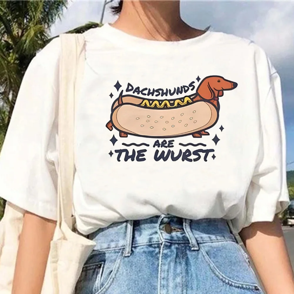 Sausage Dog t shirt women funny Japanese streetwear top female graphic harajuku designer clothes