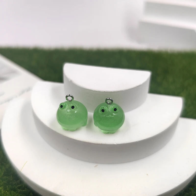 10Pcs Luminous Green Frog Charms for DIY Jewellery Making