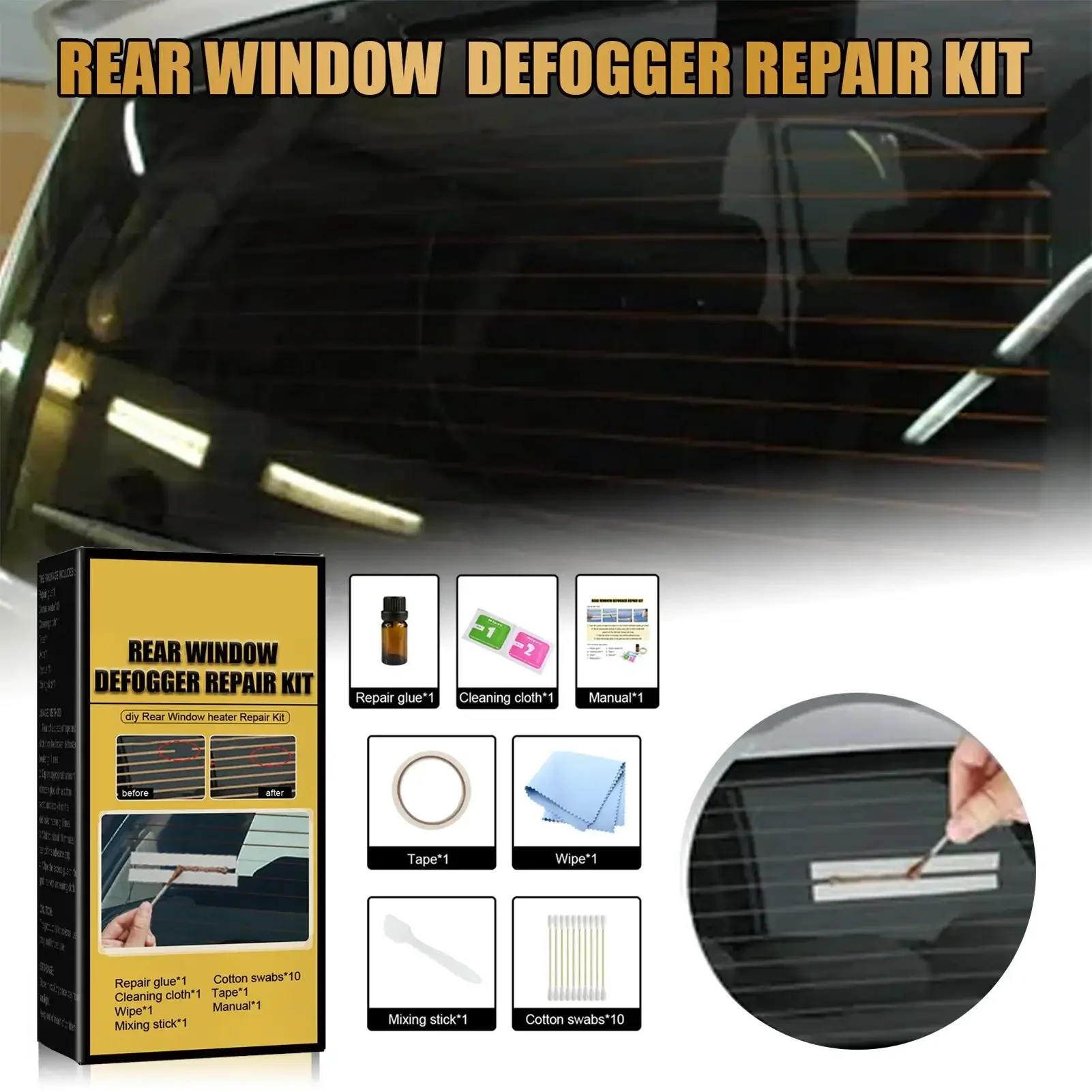 Car rear window defogger repair kit Car defroster repair kit DIY quick repair Car windshield repair
