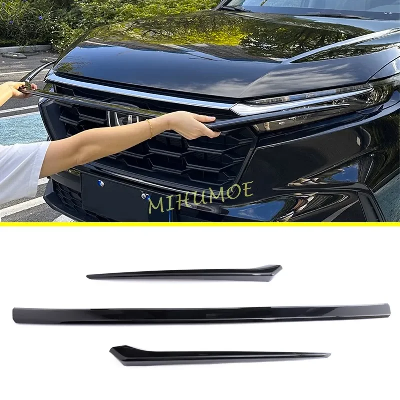 For Honda CR-V CRV 2023 2024 Glossy Black Front Head Grille Grill Hood Molding Trims Stylish Accessories