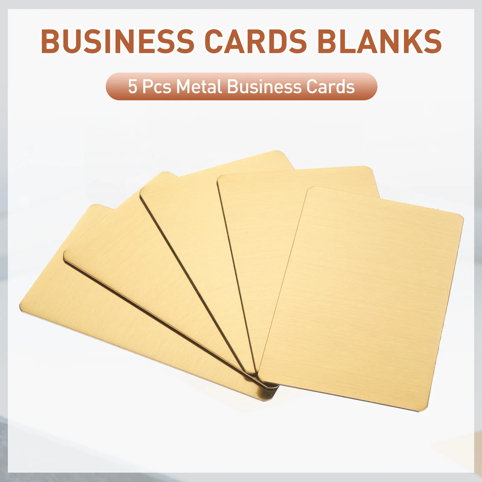 5-15Pcs Gold Metal Business Card 201 Stainless Steel Brushed Engraving Cards Self Adhesive CNC Engraving Blanks for House Office