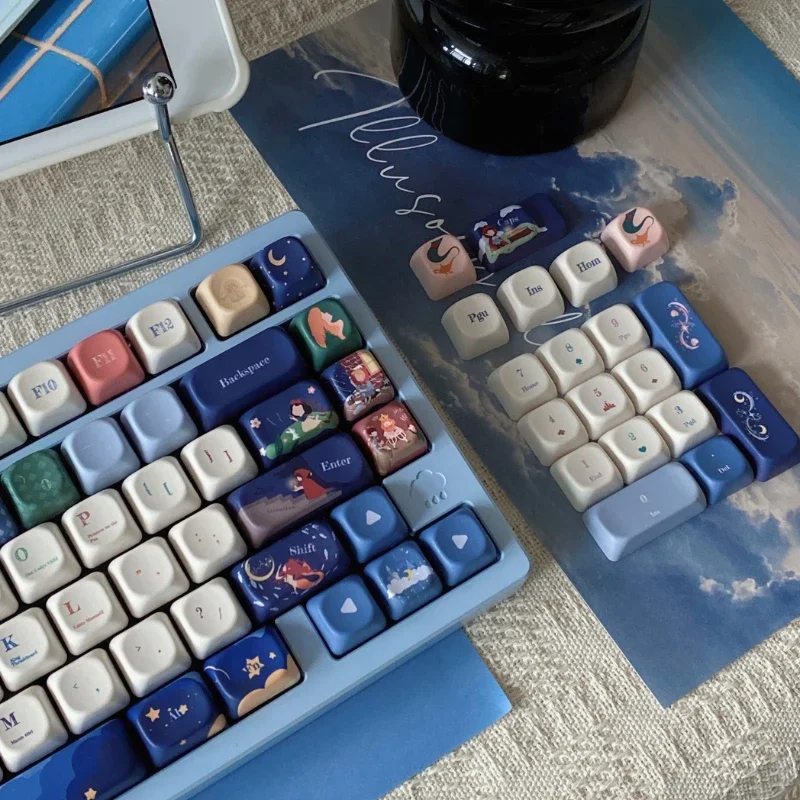 Keycaps Fairy Tale para teclado gamer, estilo azul, design personalizado original, cereja personalizada, perfil ECO