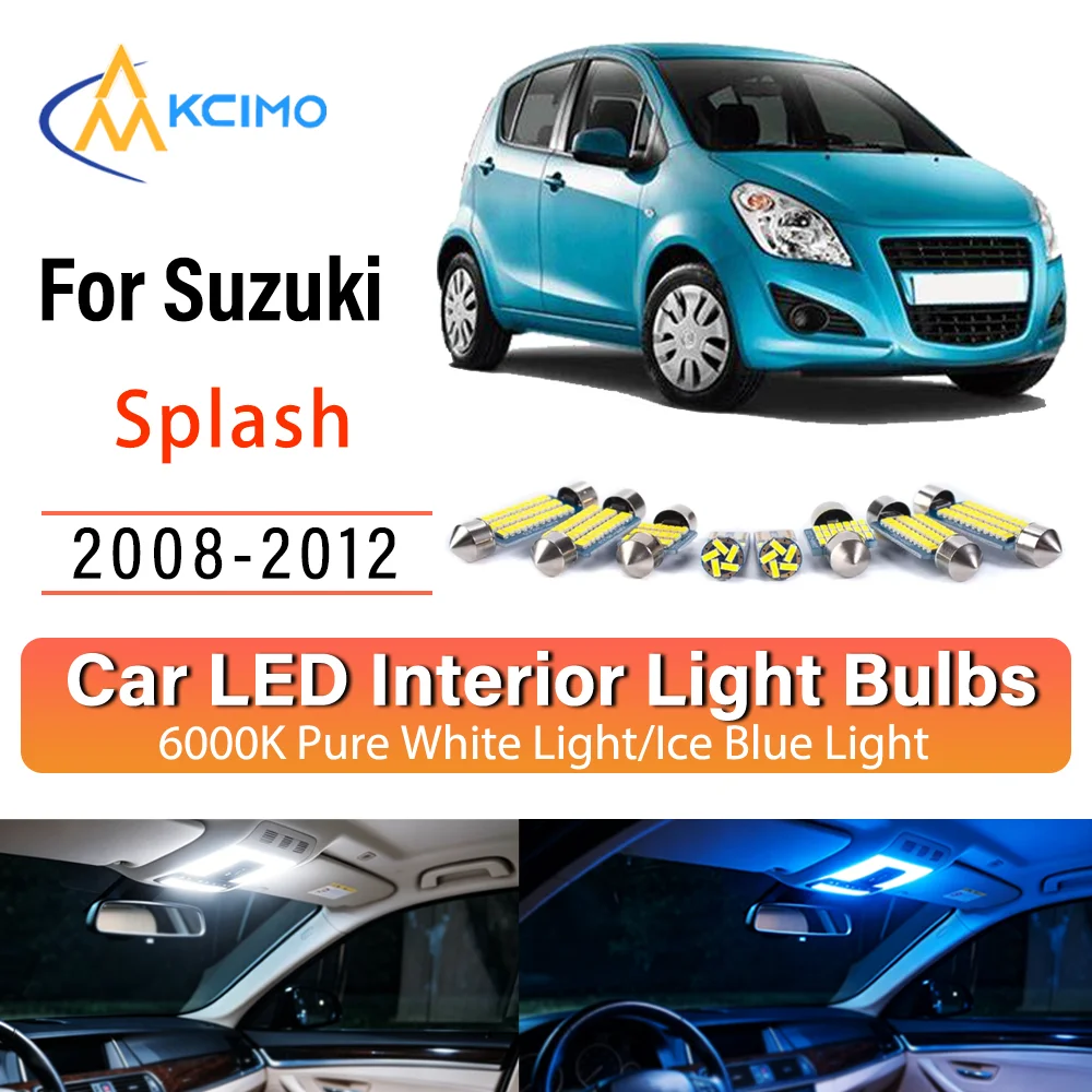 Pour Suzuki Splash 2008-2012 – Kit de remplacement d'ampoules LED intérieures sans fil à éclairage constant – Installation directe pour plafonnier et éclairage de coffre