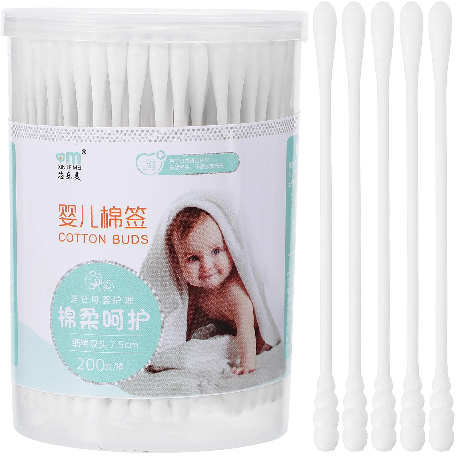 200 Pcs Cotton Swabs Buds with Different Heads Thin Shaft Makeup Tool for Baby Care Earbuds