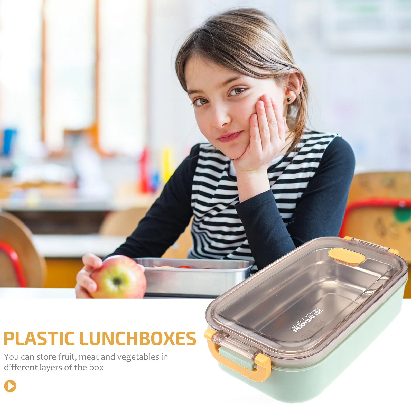 

800ml Leakproof Stainless Steel Lunch Box Single Layer Insulated Food Container for Students Office Lunch Box,food Box