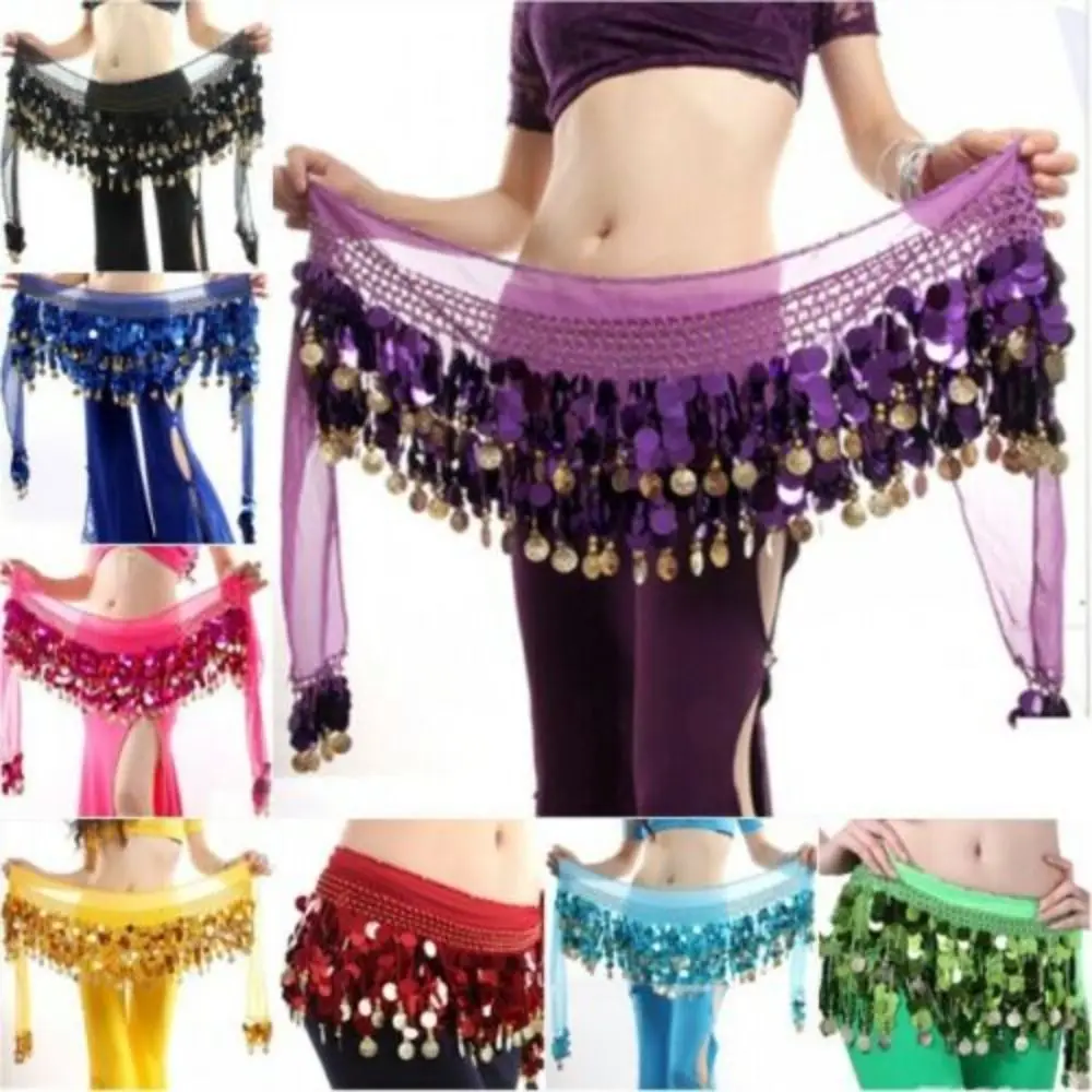 Thailand/India/Arab Dancer Sequins Tassels Skirt Women Sexy Belly Dance Hip Scarf Wrap Belt Dancer Skirt Female Show Costumes image 3