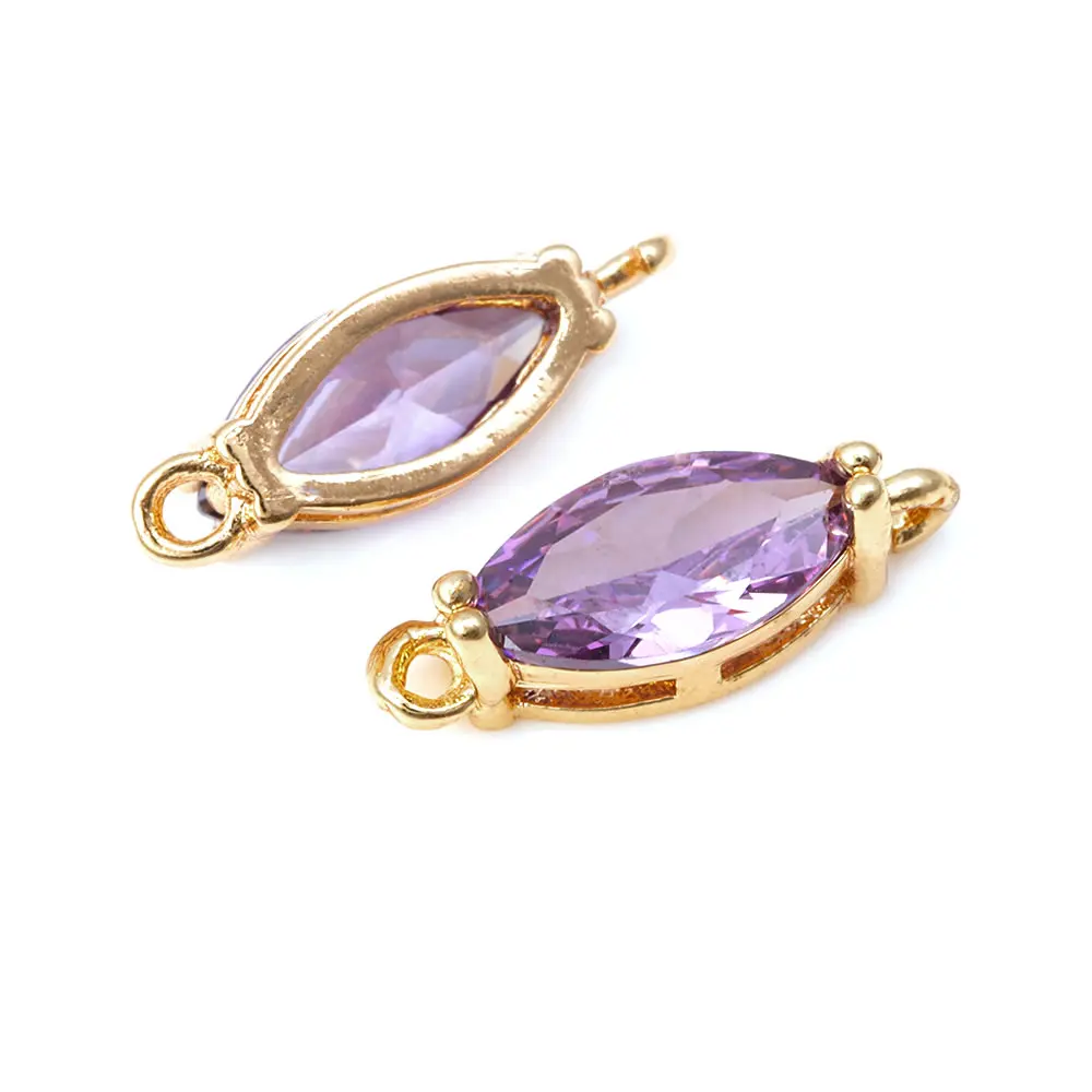 10PCS 18K Gold Color Brass Zircon 2 Holes Horse Eyes Connect Charms Pendants High Quality Diy Necklace Earrings Jewelry Making view 5