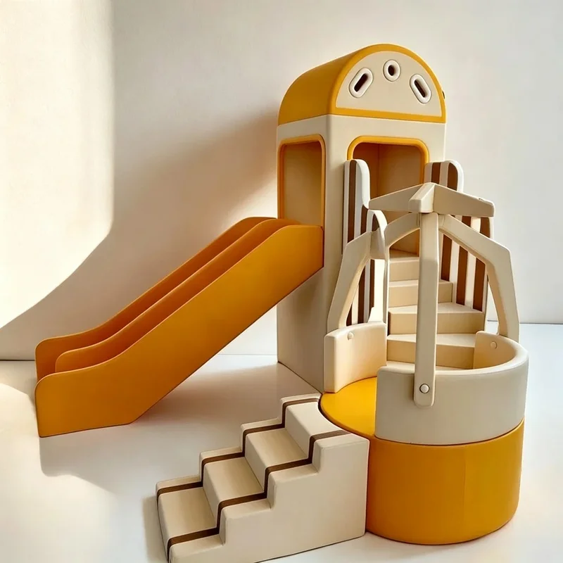 Custom White Beige Soft Play Castle Indoor Playground Equipment Kids Climber Slide Playhouse for Cafe Rental Kindergarten