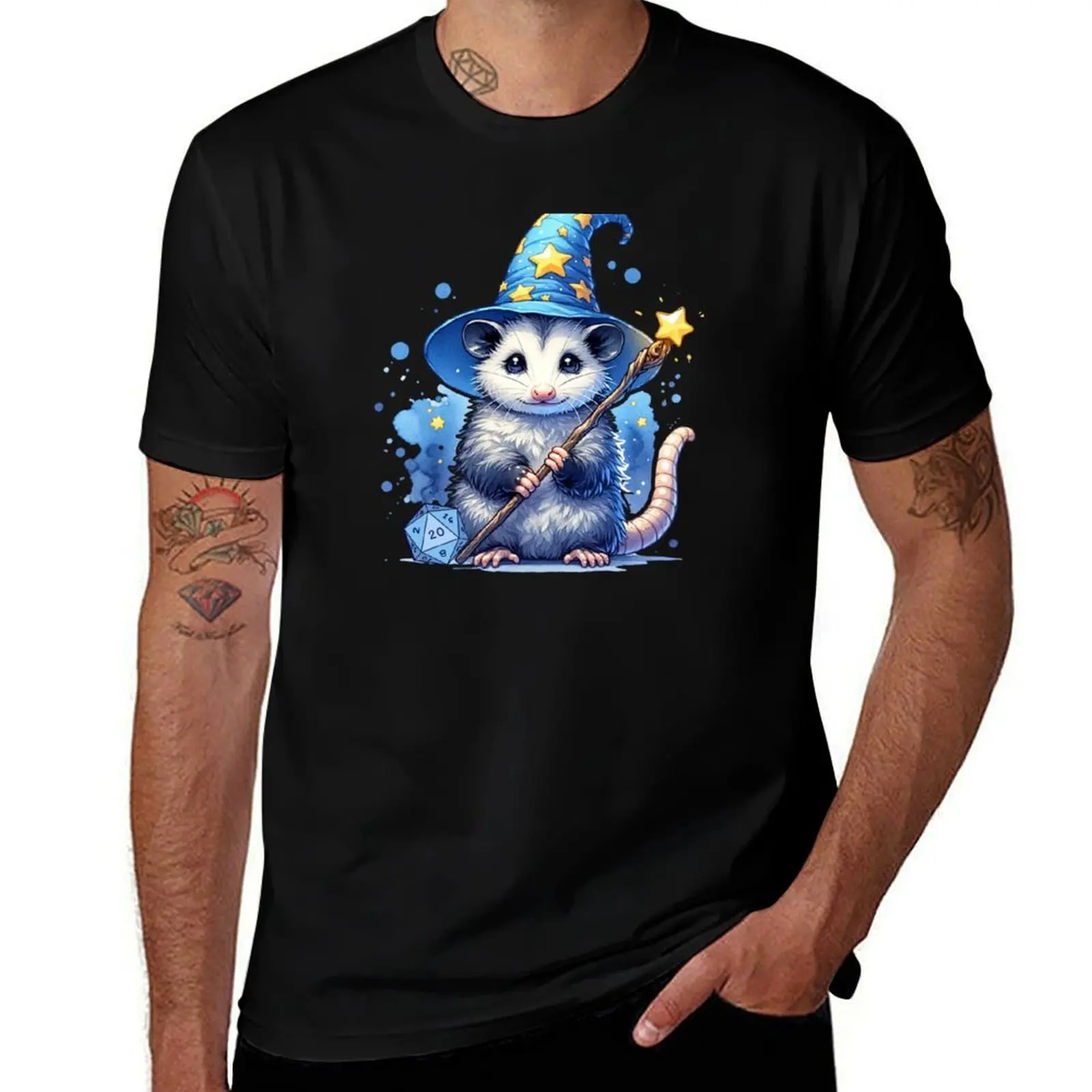 Opossum wizard: Cute Dnd Opossum Wizard class, dnd nursery, dnd baby T-Shirt summer top cute clothes mens t shirt graphic