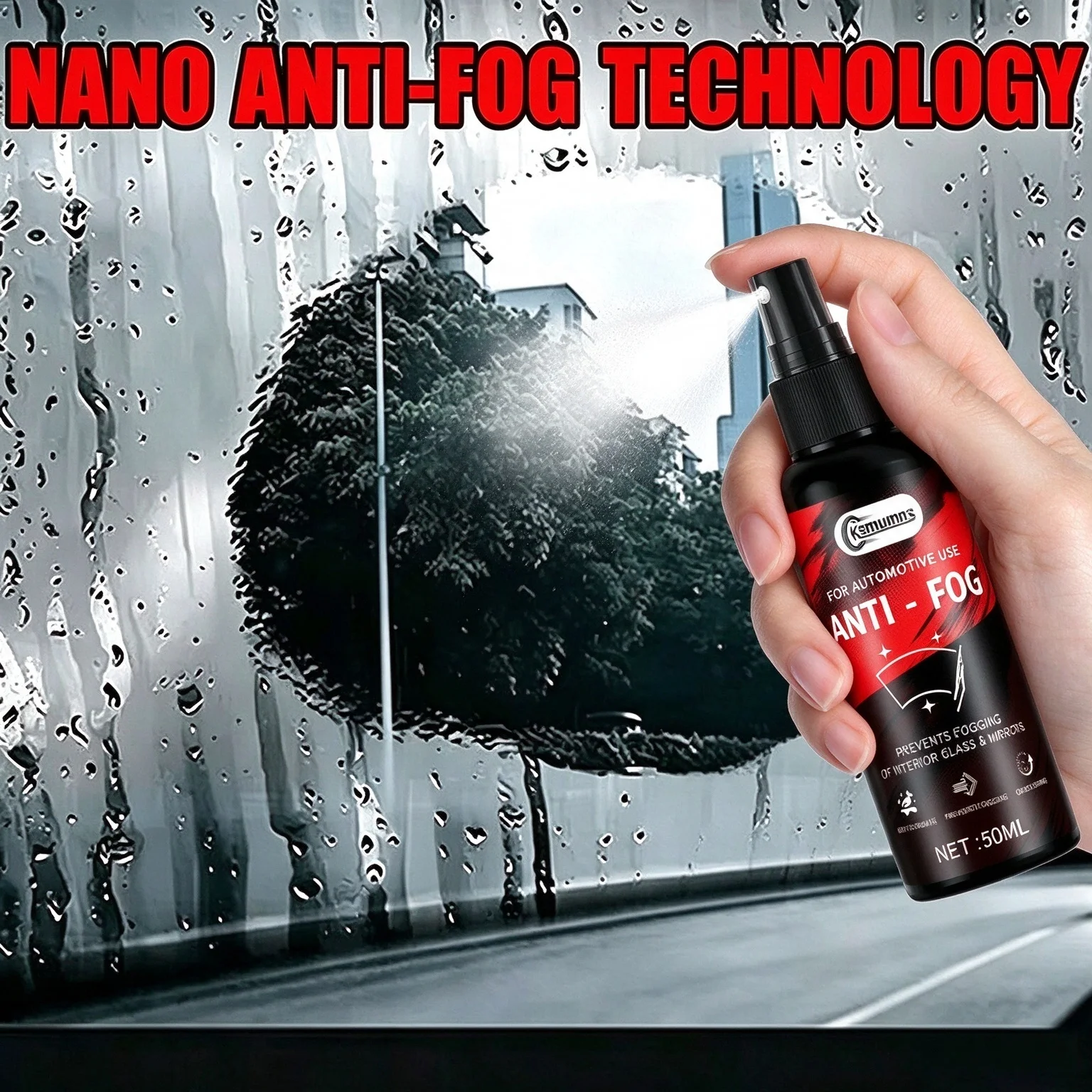 Multifunctional Anti-Fog Spray, Suitable for Cars, Motorcycles, And Home Use - Windshield/Rearview Mirror/Helmet Defogger
