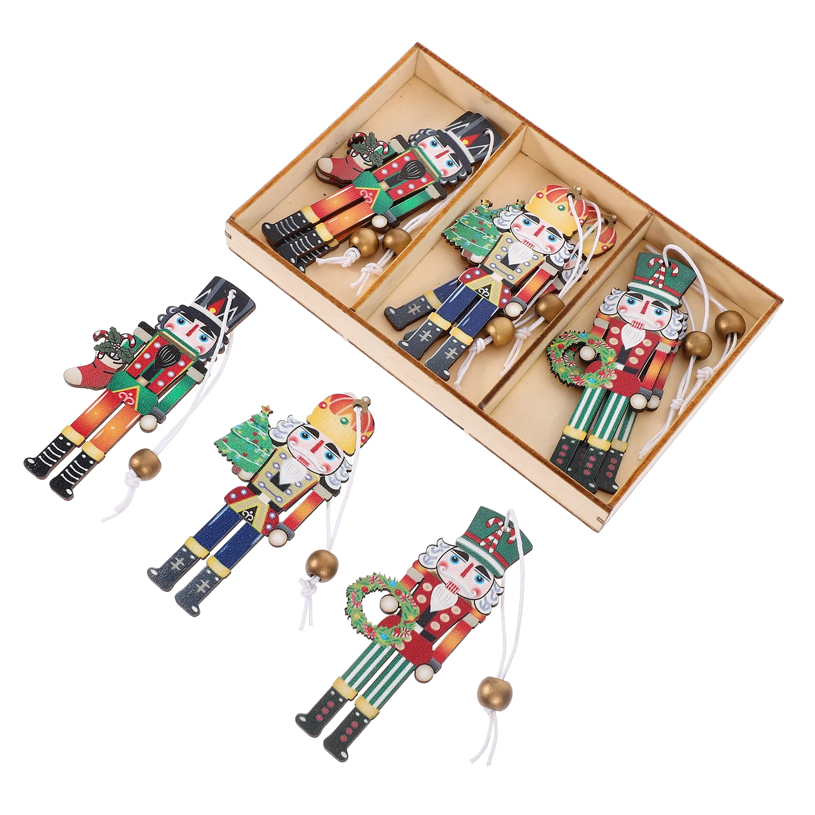 

9Pcs Xmas Nutcracker Wooden Hanging Pendants Christmas Tree Decorations Vintage Nutcracker Ornaments Holiday Decor