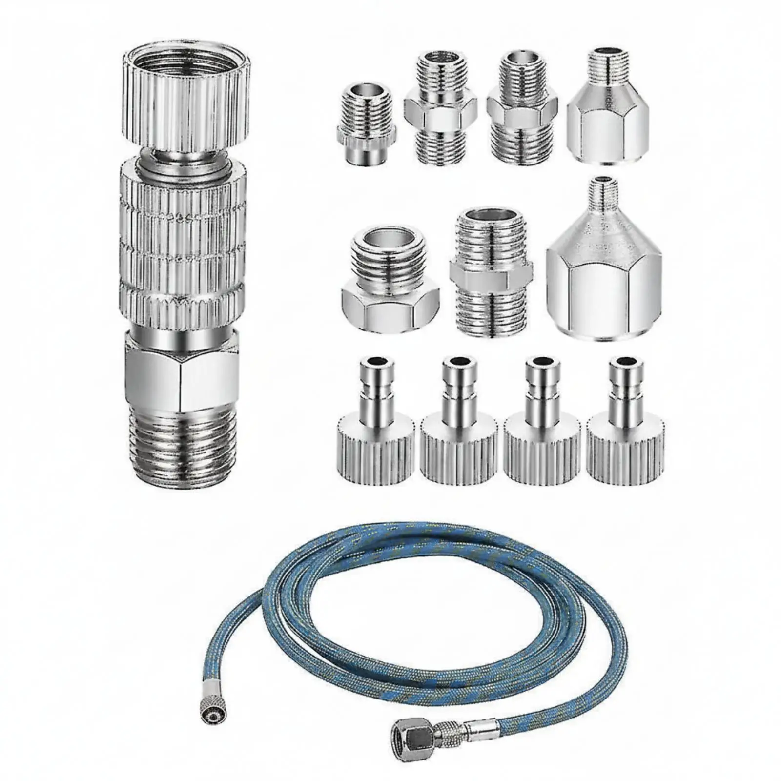 Airbrush Quick Connector Adapter Kit Metal Sprayer Coupler with Braided Air Hose for Painting Beauty Tools