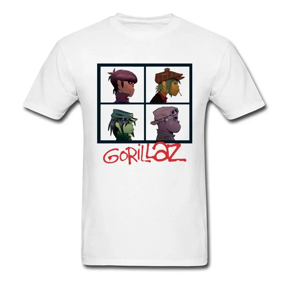 Gorillaazz Rock Band T-shirt Virtual Band T Shirt Men Anime Tshirt Grey Tee Cotton Top Funny Anime Clothing Funky Streetwear